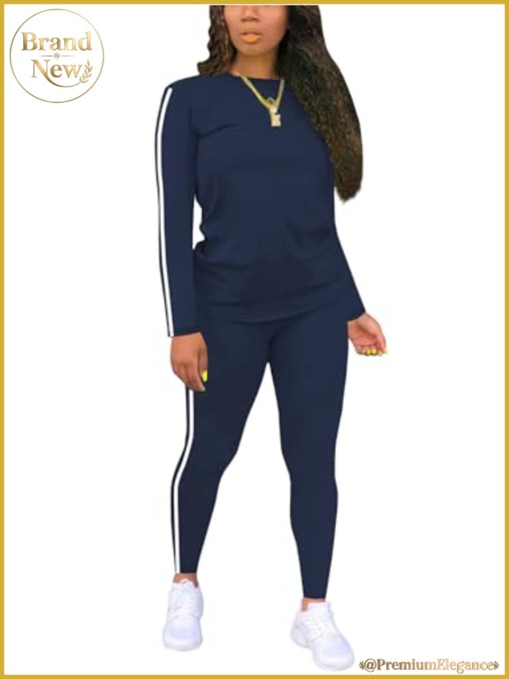 Women's 2-Piece Striped Pullover Sweatpants Set Long Sleeve Tracksuit